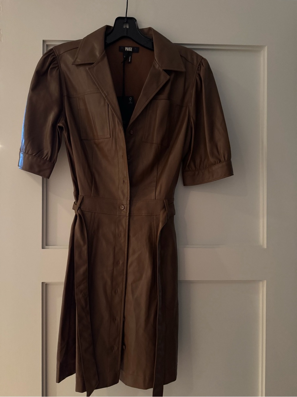 PAIGE Brown Vegan Leather Dress
